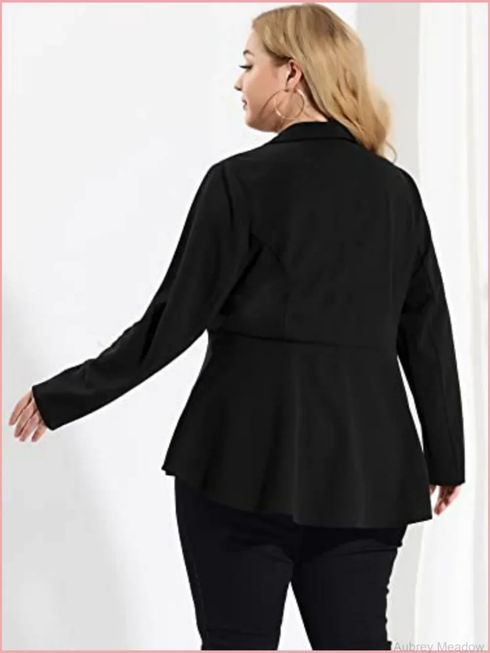 Plus Size Peplum Blazer Notched Lapel Work Suit Jacket Business Casual